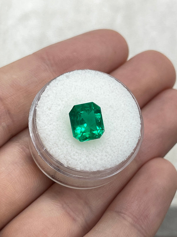 2.78 Carat 9x8 Vivid Green Chunky Emerald Cut Loose Colombian Emerald