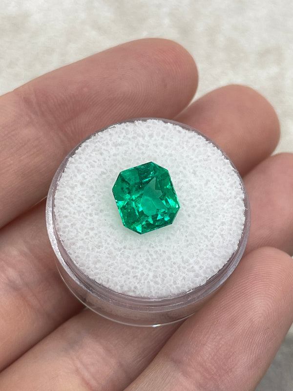 3.26 Carat Vivid Yellowish Green Colombian Emerald-Emerald Cut