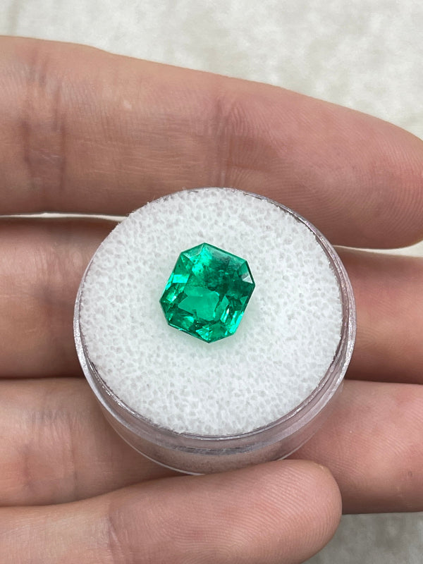 3.26 Carat Vivid Yellowish Green Colombian Emerald-Emerald Cut