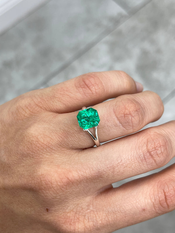 3.26 Carat Vivid Yellowish Green Colombian Emerald-Emerald Cut