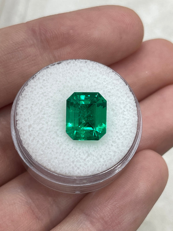 4.16 Carat 10.5x8.9 Vivid Green Natural Colombian Emerald-Emerald Cut