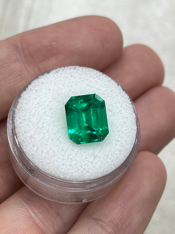4.16 Carat 10.5x8.9 Vivid Green Natural Colombian Emerald-Emerald Cut