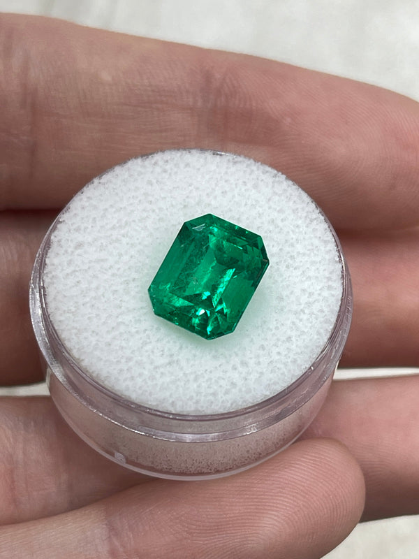 4.16 Carat 10.5x8.9 Vivid Green Natural Colombian Emerald-Emerald Cut