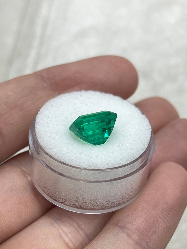 4.16 Carat 10.5x8.9 Vivid Green Natural Colombian Emerald-Emerald Cut