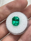 5.21 Carat 11.5x9 Vivid Bluish Green Emerald Cut Colombian Emerald with Clipped Corners