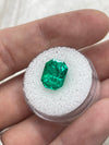 5.21 Carat 11.5x9 Vivid Bluish Green Emerald Cut Colombian Emerald with Clipped Corners