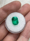 5.21 Carat 11.5x9 Vivid Bluish Green Emerald Cut Colombian Emerald with Clipped Corners