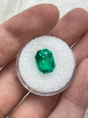 5.21 Carat 11.5x9 Vivid Bluish Green Emerald Cut Colombian Emerald with Clipped Corners