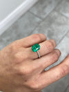 5.21 Carat 11.5x9 Vivid Bluish Green Emerald Cut Colombian Emerald with Clipped Corners