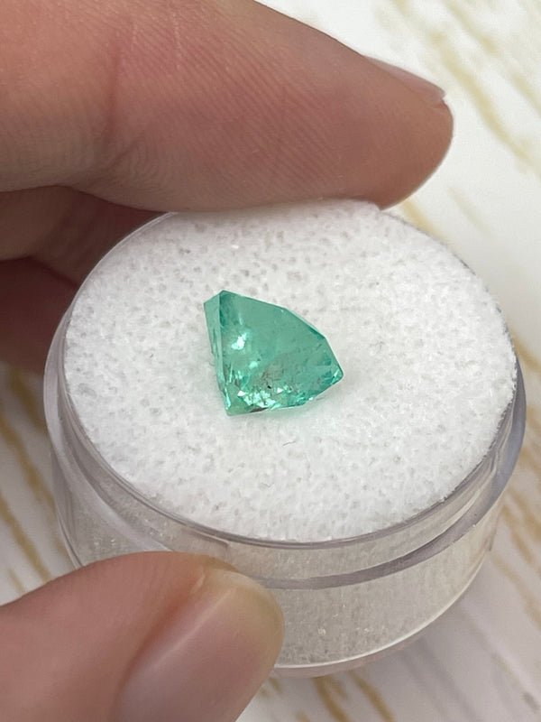 2.57 Carat 8.6x8.3 Minty Art Deco Loose Colombian Emerald-Asscher Cut Clipped Corners