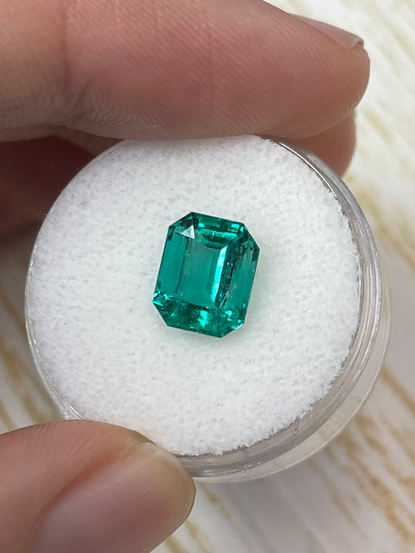 2.71 Carat AAA+ GIA Certified 9x7.5 Vivid Bluish Green Natural Loose Colombian Emerald- Emerald Cut