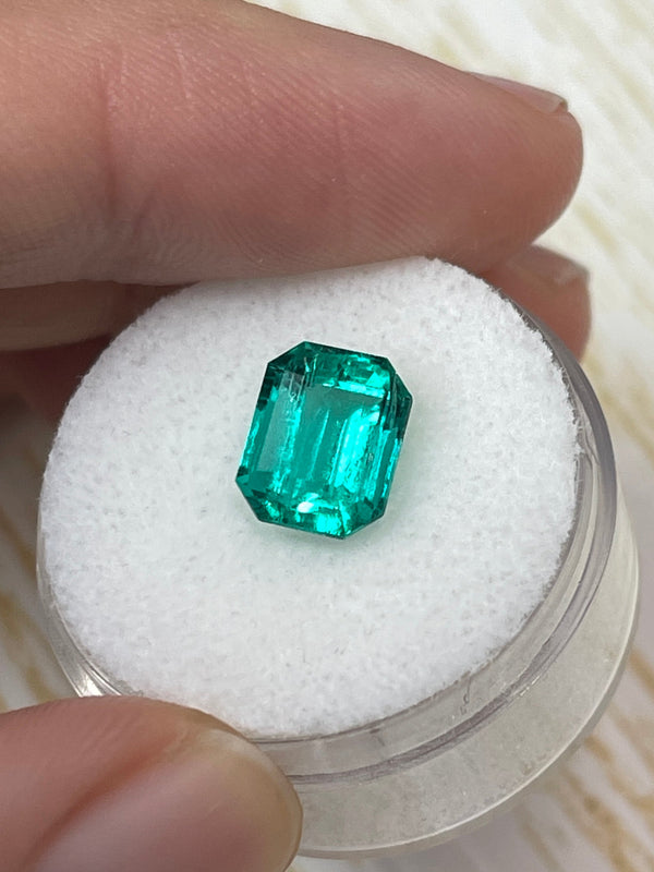 2.71 Carat AAA+ GIA Certified 9x7.5 Vivid Bluish Green Natural Loose Colombian Emerald- Emerald Cut
