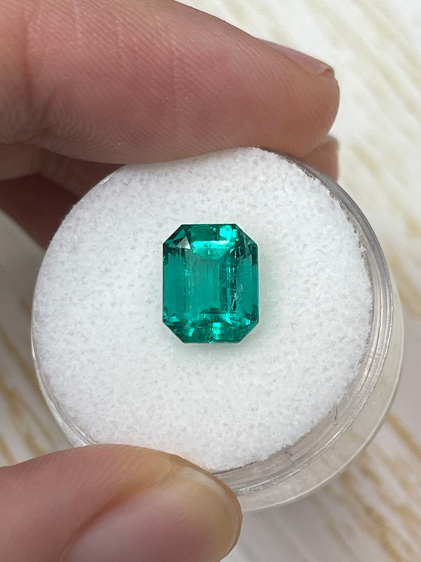 2.71 Carat AAA+ GIA Certified 9x7.5 Vivid Bluish Green Natural Loose Colombian Emerald- Emerald Cut