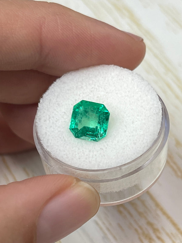 2.71 Carat Electric Yellowish Green Natural Loose Colombian Emerald- Asscher Cut