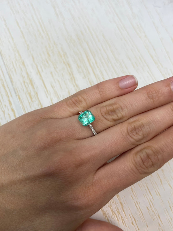 2.73 Carat 9x8 Medium Green Natural Loose Colombian Emerald- Emerald Cut