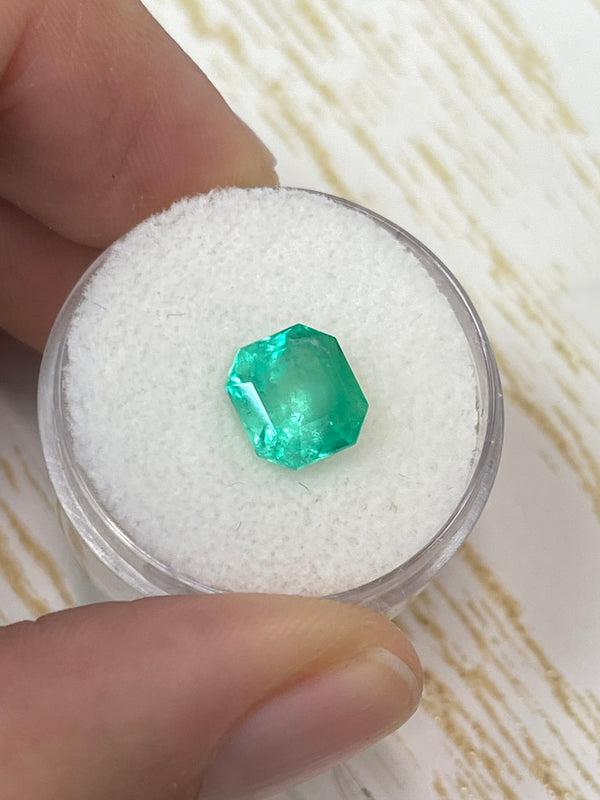 2.78 Carat 8.5x7.9 Yellowish Green Natural Loose Colombian Emerald- Asscher Cut