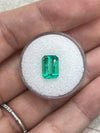2.31 Carat 10x7 Freckled Medium Green Emerald Cut Colombian Emerald