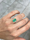 2.31 Carat 10x7 Freckled Medium Green Emerald Cut Colombian Emerald