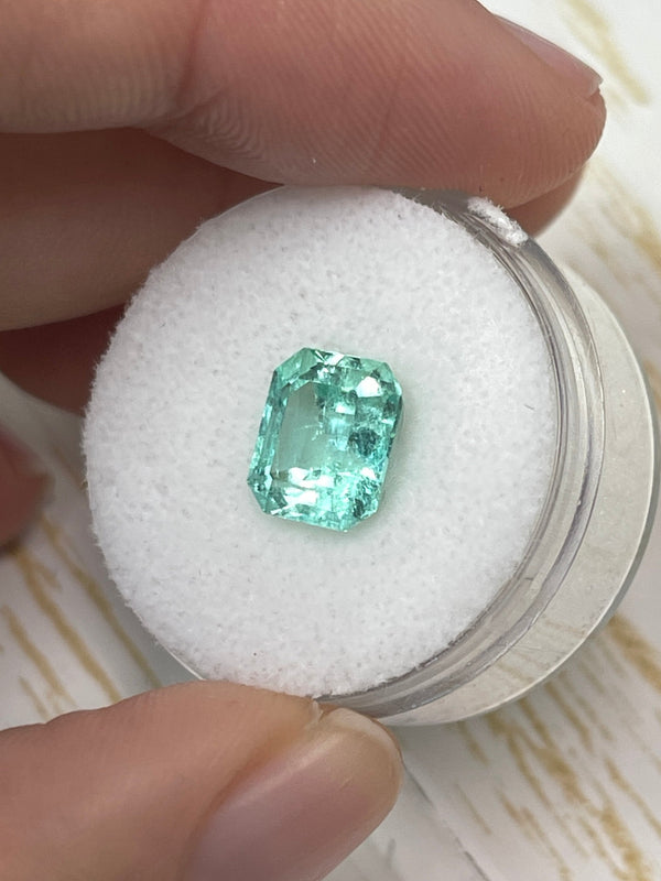 2.87 Carat 9x8 Seafoam Green Natural Loose Colombian Emerald- Emerald Cut
