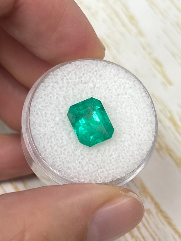 2.91 Carat 10x8 Medium Green Colombian Emerald-Emerald Cut