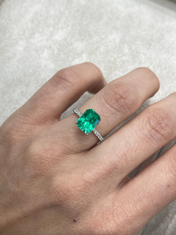 3.18 Carat 10x7.5 Muzo Yellowish Green Stunning Loose Colombian Emerald-Ethically Mined Emerald