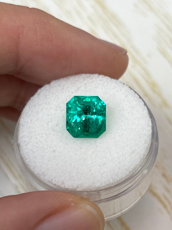 2.98 Carat GLOWING Vivid Green Natural Loose Colombian Emerald- Asscher Cut