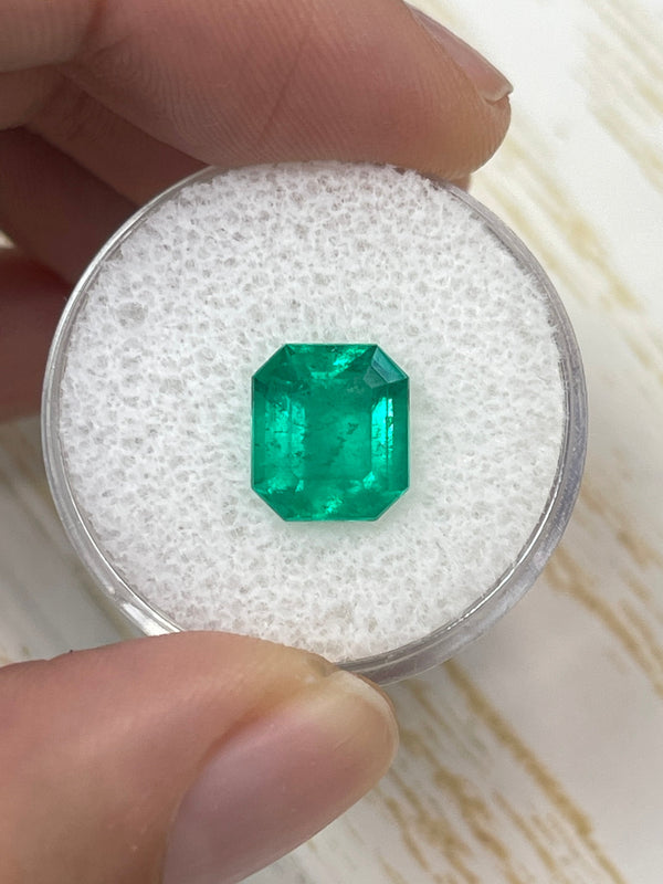 3.02 Carat Intense Green Natural Loose Colombian Emerald- Emerald Cut