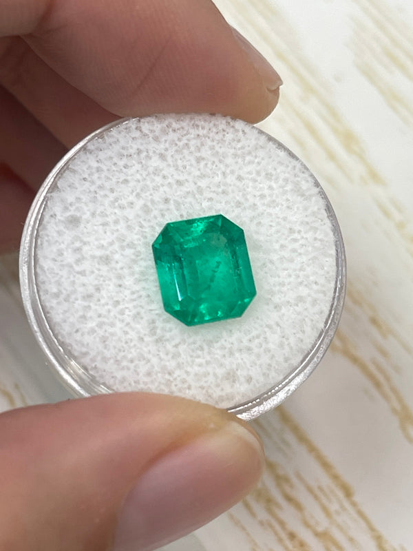 3.02 Carat Intense Green Natural Loose Colombian Emerald- Emerald Cut
