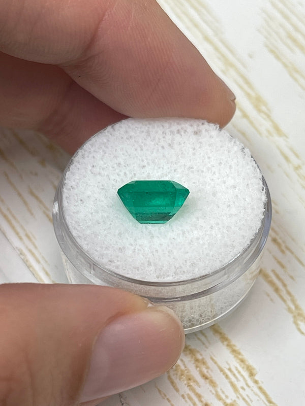 3.02 Carat Intense Green Natural Loose Colombian Emerald- Emerald Cut