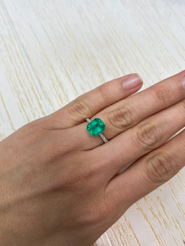 3.02 Carat Intense Green Natural Loose Colombian Emerald- Emerald Cut