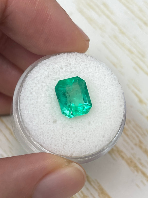 3.09 Carat 10x8 Electric Yellowish Classic Colombian Emerald-Emerald Cut