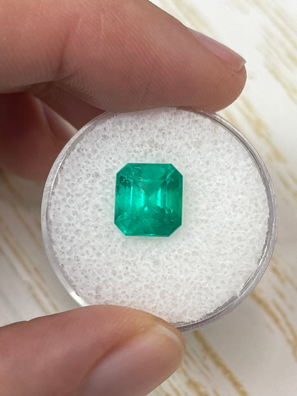 3.22 Carat Moody Bluish Green Natural Loose Colombian Emerald- Emerald Cut