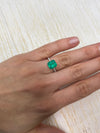 3.22 Carat Moody Bluish Green Natural Loose Colombian Emerald- Emerald Cut