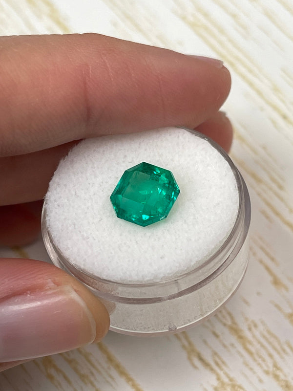 3.34 Carat AAA+ 9x9 Vivid Bluish Natural Loose Colombian Emerald-Asscher Cut