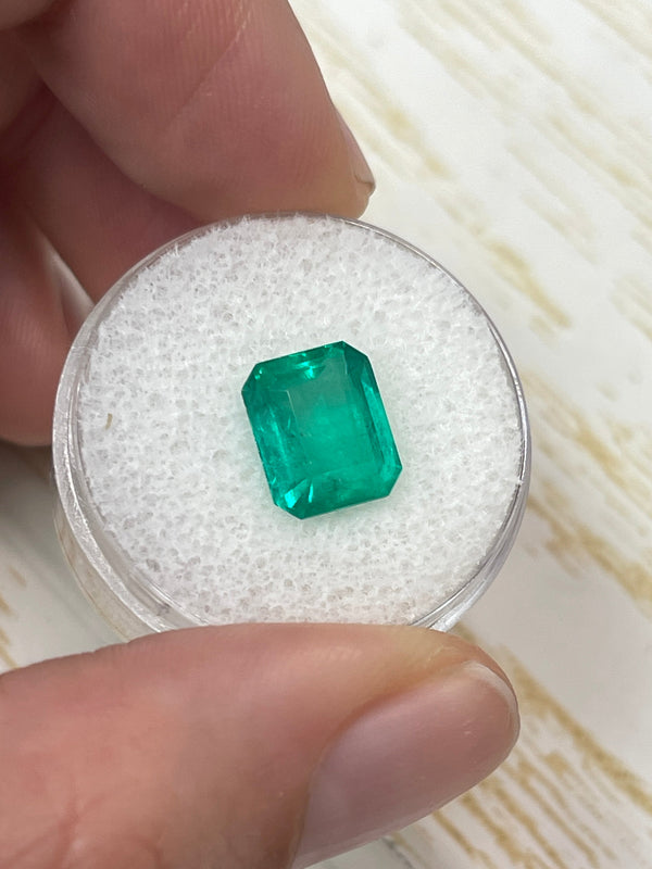 3.53 Carat 10x8 Medium Bluish Green Loose Colombian Emerald- Emerald Cut