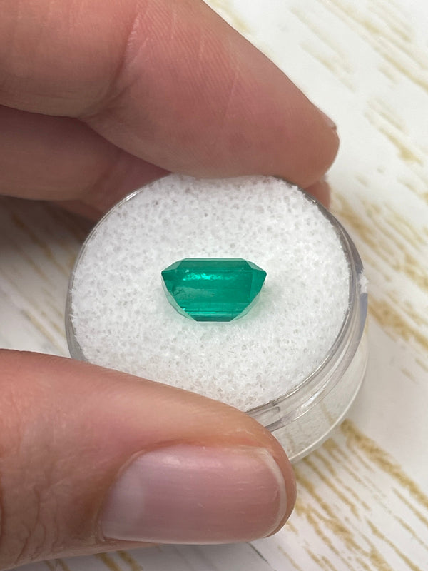 3.53 Carat 10x8 Medium Bluish Green Loose Colombian Emerald- Emerald Cut