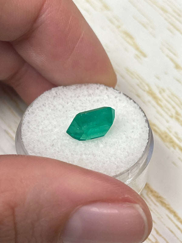 3.53 Carat 10x8 Medium Bluish Green Loose Colombian Emerald- Emerald Cut