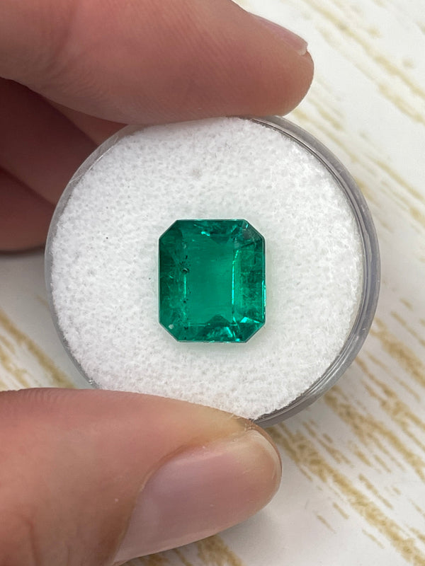 3.72 Carat 11x9 AAA+ Perfect Green Freckled Natural Loose Colombian- Emerald Cut