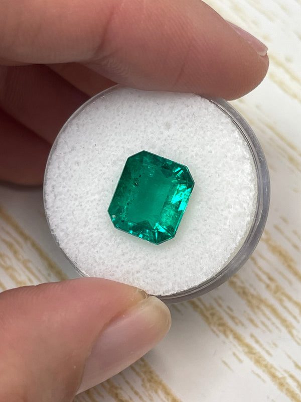 3.72 Carat 11x9 AAA+ Perfect Green Freckled Natural Loose Colombian- Emerald Cut