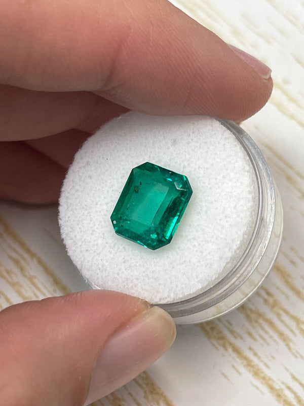 3.72 Carat 11x9 AAA+ Perfect Green Freckled Natural Loose Colombian- Emerald Cut