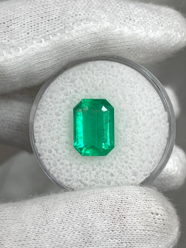 3.19 Carat 11x8 Yellowish Green Natural Loose Colombian Emerald-Emerald Cut