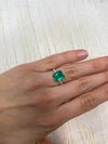 3.72 Carat 11x9 AAA+ Perfect Green Freckled Natural Loose Colombian- Emerald Cut