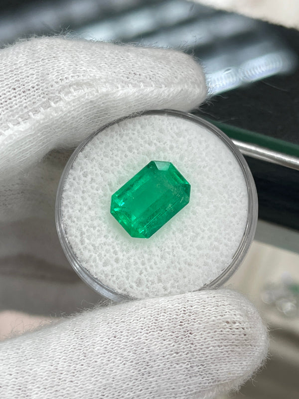 3.19 Carat 11x8 Yellowish Green Natural Loose Colombian Emerald-Emerald Cut