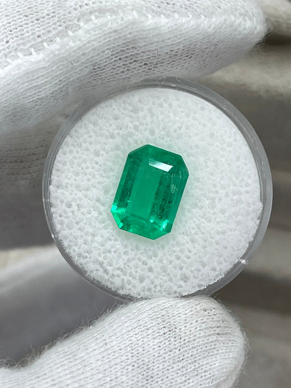 3.19 Carat 11x8 Yellowish Green Natural Loose Colombian Emerald-Emerald Cut