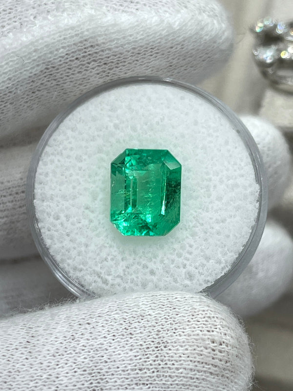 3.30 Carat 10.5x8.4 GLOWING Green Natural Loose Colombian Emerald-Emerald Cut