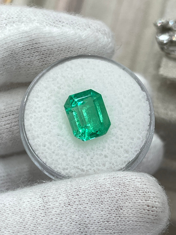 3.30 Carat 10.5x8.4 GLOWING Green Natural Loose Colombian Emerald-Emerald Cut