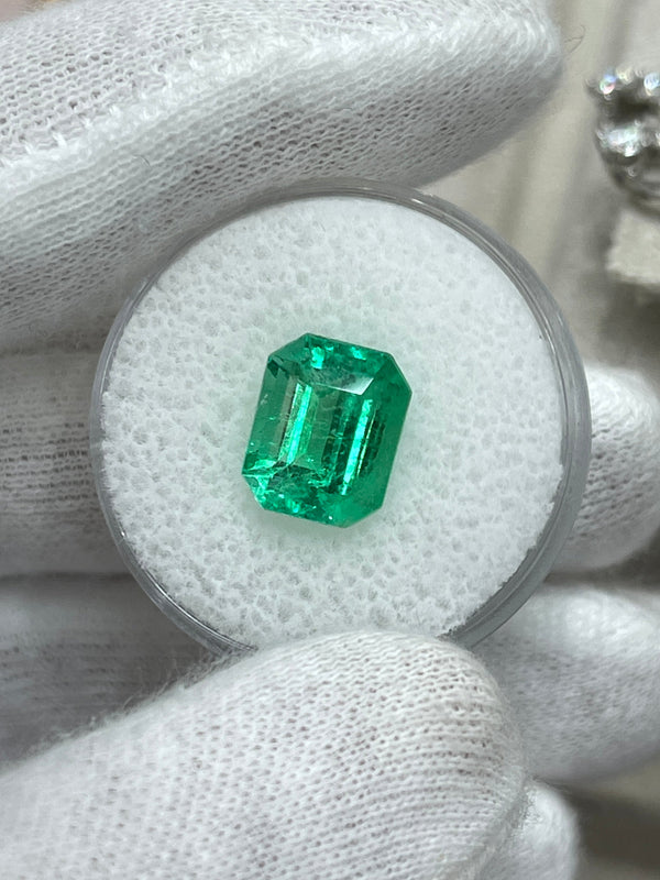3.30 Carat 10.5x8.4 GLOWING Green Natural Loose Colombian Emerald-Emerald Cut