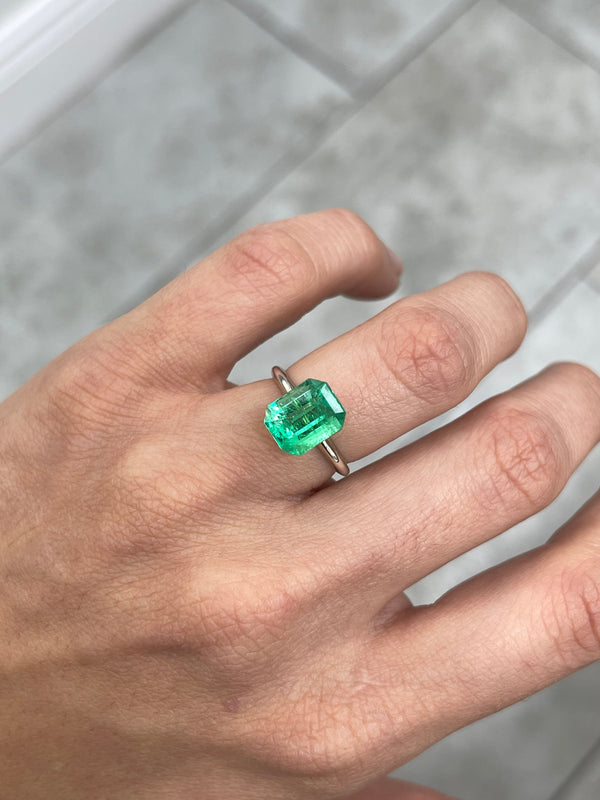 3.30 Carat 10.5x8.4 GLOWING Green Natural Loose Colombian Emerald-Emerald Cut