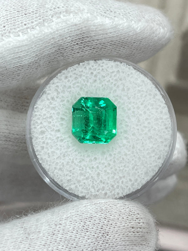 3.39 Carat 9x9 Vivacious Green Natural Loose Colombian Emerald-Asscher Cut