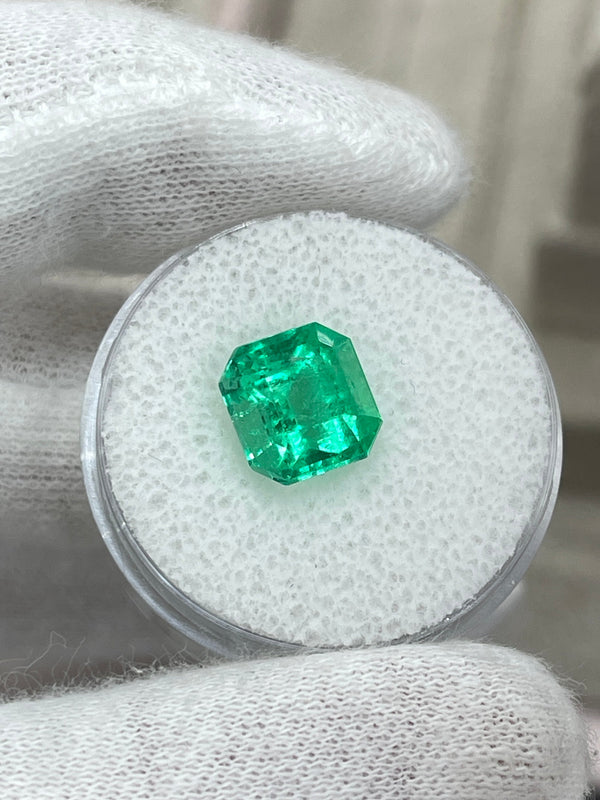 3.39 Carat 9x9 Vivacious Green Natural Loose Colombian Emerald-Asscher Cut